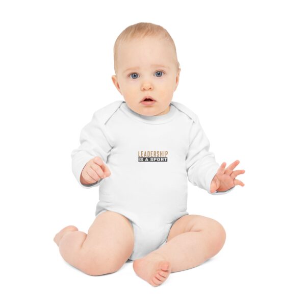 Leadership Is A Sport Long-Sleeve Organic Baby Bodysuit - Image 3